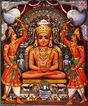 Sacred portrait of Mallinath Bhagwan in temple sanctum